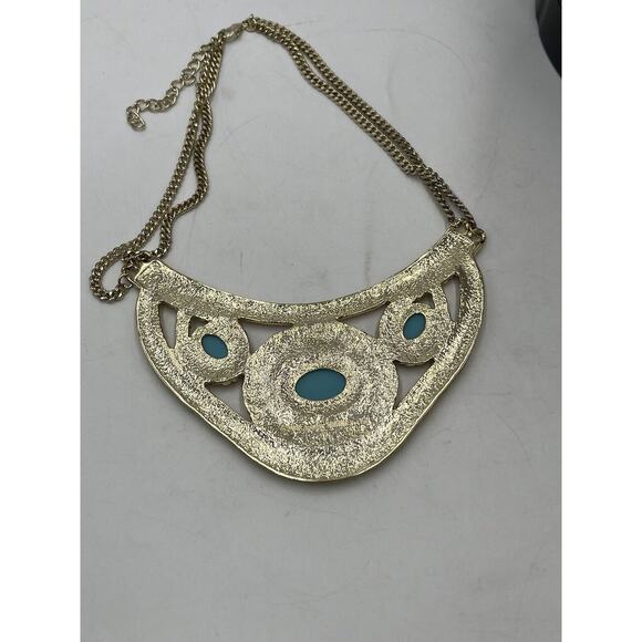 Wendy Williams Oval Shape Blue Turquoise Crescents 17" Statement Necklace NWOT - Picture 6 of 14